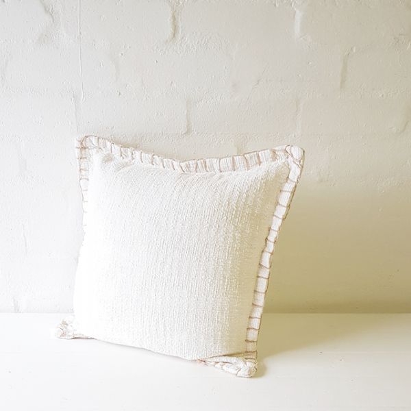 Blanket Stitch Edge Scatter Pillow - Ivory/Oat